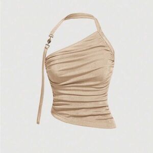 SHEIN Tan One-Shoulder Top